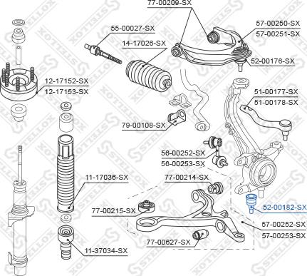 Stellox 52-00182-SX - Шаровая опора, несущий / направляющий шарнир autodnr.net