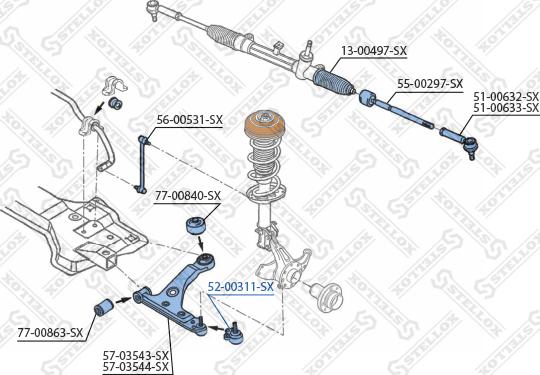 Stellox 52-00311-SX - Несучий / направляючий шарнір autocars.com.ua