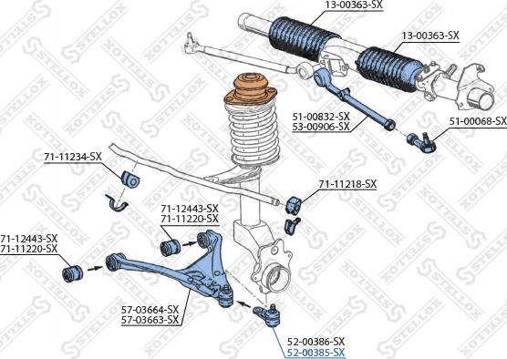 Stellox 52-00385-SX - Шаровая опора, несущий / направляющий шарнир avtokuzovplus.com.ua