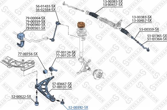 Stellox 52-00392-SX - Шаровая опора, несущий / направляющий шарнир avtokuzovplus.com.ua