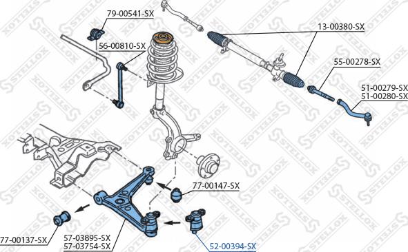 Stellox 52-00394-SX - Несучий / направляючий шарнір autocars.com.ua