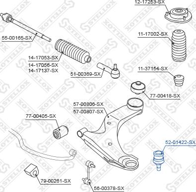 Stellox 52-01422-SX - Несучий / направляючий шарнір autocars.com.ua