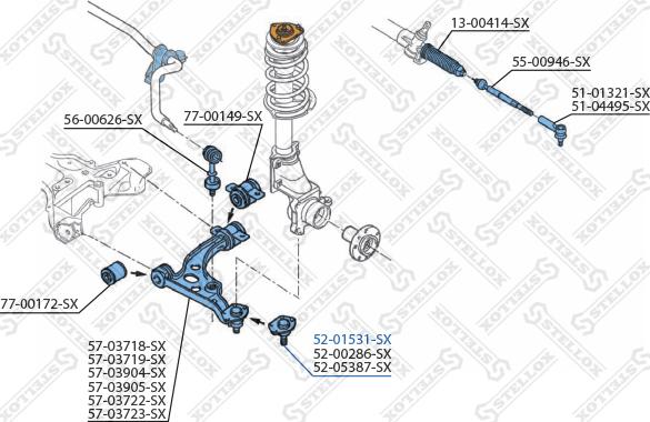 Stellox 52-01531-SX - Шаровая опора, несущий / направляющий шарнир autodnr.net