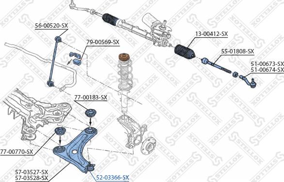 Stellox 52-03366-SX - Несучий / направляючий шарнір autocars.com.ua