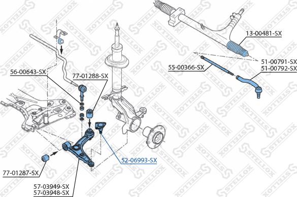 Stellox 52-06993-SX - Шаровая опора, несущий / направляющий шарнир avtokuzovplus.com.ua