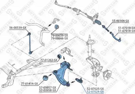 Stellox 52-07024-SX - Несучий / направляючий шарнір autocars.com.ua