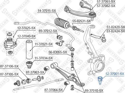 Stellox 52-37001-SX - Шаровая опора, несущий / направляющий шарнир avtokuzovplus.com.ua