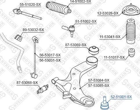 Stellox 52-51001-SX - Несучий / направляючий шарнір autocars.com.ua