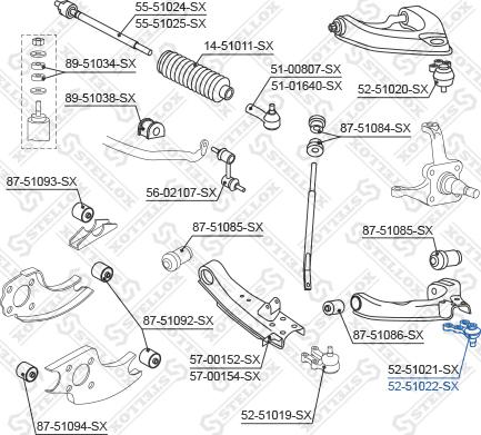 Stellox 52-51022-SX - Шаровая опора, несущий / направляющий шарнир autodnr.net