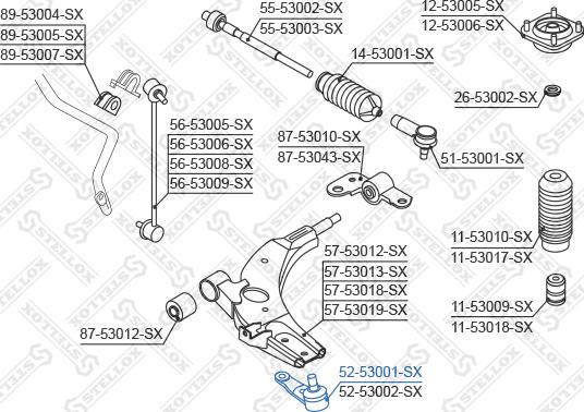 Stellox 52-53001-SX - Несучий / направляючий шарнір autocars.com.ua