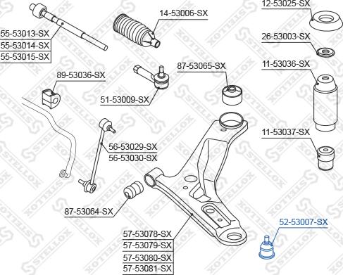 Stellox 52-53007-SX - Шаровая опора, несущий / направляющий шарнир autodnr.net