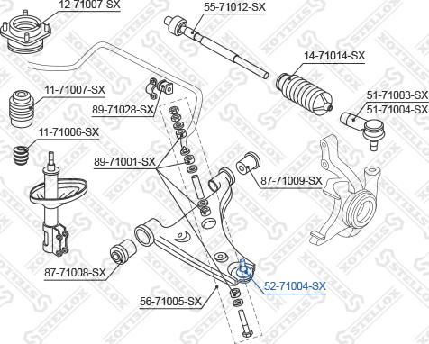 Stellox 52-71004-SX - Несучий / направляючий шарнір autocars.com.ua