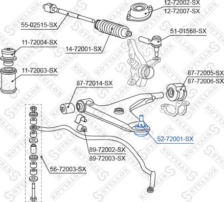 Stellox 52-72001-SX - Несучий / направляючий шарнір autocars.com.ua