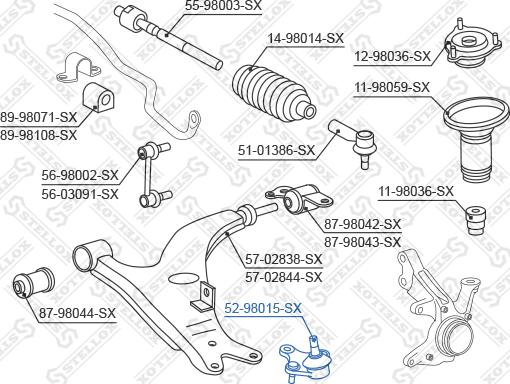 Stellox 52-98015-SX - Несучий / направляючий шарнір autocars.com.ua