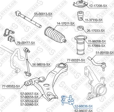 Stellox 52-98038-SX - Несучий / направляючий шарнір autocars.com.ua