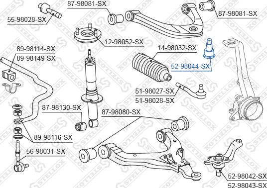 Stellox 52-98044-SX - Шаровая опора, несущий / направляющий шарнир avtokuzovplus.com.ua