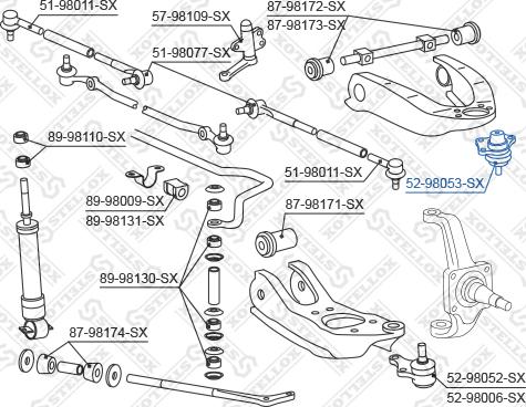 Stellox 52-98053-SX - Шаровая опора, несущий / направляющий шарнир avtokuzovplus.com.ua