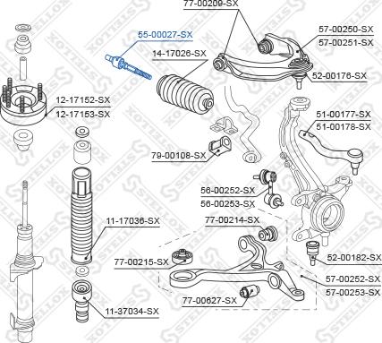 Stellox 55-00027-SX - Осьовий шарнір, рульова тяга autocars.com.ua