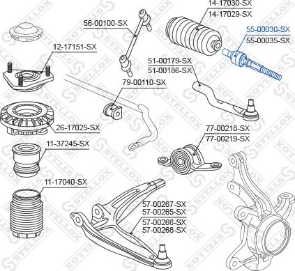 Stellox 55-00030-SX - Осевой шарнир, рулевая тяга avtokuzovplus.com.ua