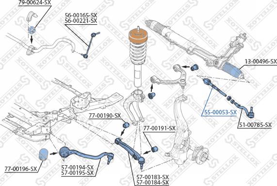 Stellox 55-00053-SX - Осевой шарнир, рулевая тяга avtokuzovplus.com.ua