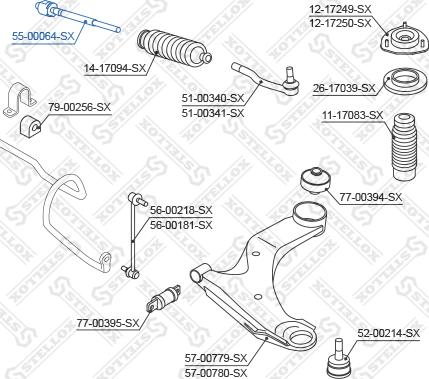 Stellox 55-00064-SX - Осевой шарнир, рулевая тяга avtokuzovplus.com.ua