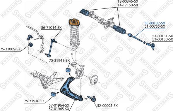 Stellox 55-00132-SX - Осьовий шарнір, рульова тяга autocars.com.ua