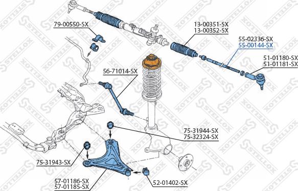 Stellox 55-00144-SX - Осевой шарнир, рулевая тяга avtokuzovplus.com.ua