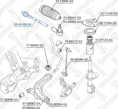 Stellox 55-00150-SX - Осевой шарнир, рулевая тяга avtokuzovplus.com.ua