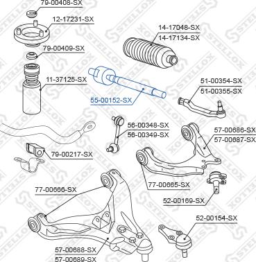 Stellox 55-00152-SX - Осьовий шарнір, рульова тяга autocars.com.ua