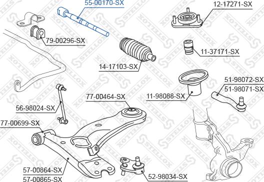 Stellox 55-00170-SX - Осевой шарнир, рулевая тяга avtokuzovplus.com.ua