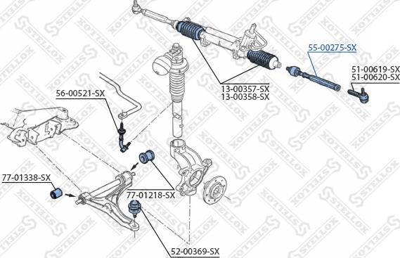 Stellox 55-00275-SX - Осьовий шарнір, рульова тяга autocars.com.ua