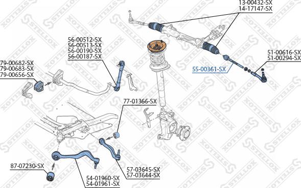 Stellox 55-00361-SX - Осьовий шарнір, рульова тяга autocars.com.ua