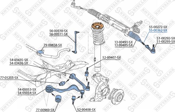 Stellox 55-00362-SX - Осевой шарнир, рулевая тяга avtokuzovplus.com.ua