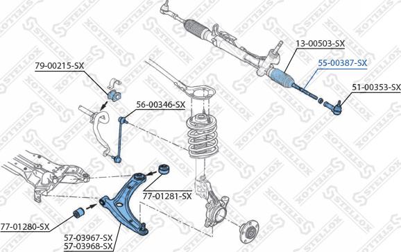 Stellox 55-00387-SX - Осевой шарнир, рулевая тяга avtokuzovplus.com.ua