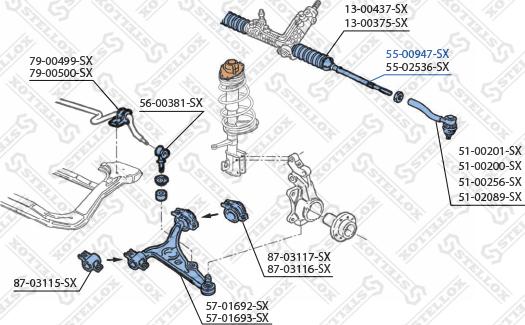 Stellox 55-00947-SX - Осьовий шарнір, рульова тяга autocars.com.ua