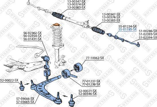 Stellox 55-01195-SX - Осьовий шарнір, рульова тяга autocars.com.ua