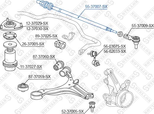 Stellox 55-37007-SX - Осьовий шарнір, рульова тяга autocars.com.ua