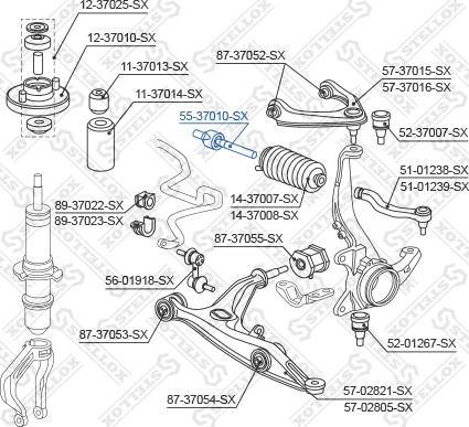 Stellox 55-37010-SX - Осьовий шарнір, рульова тяга autocars.com.ua