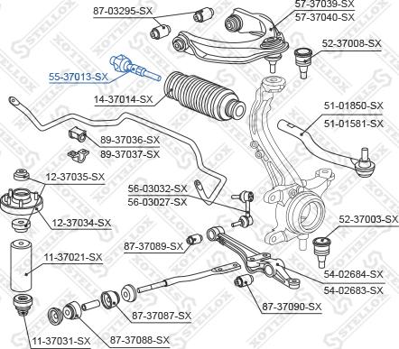 Stellox 55-37013-SX - Осевой шарнир, рулевая тяга avtokuzovplus.com.ua