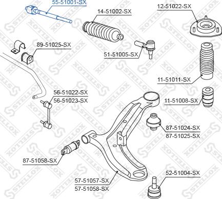 Stellox 55-51001-SX - Осевой шарнир, рулевая тяга avtokuzovplus.com.ua