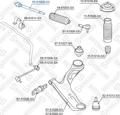 Stellox 55-51008-SX - Осьовий шарнір, рульова тяга autocars.com.ua