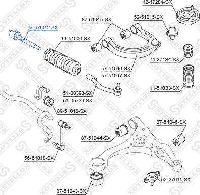 Stellox 55-51012-SX - Осьовий шарнір, рульова тяга autocars.com.ua