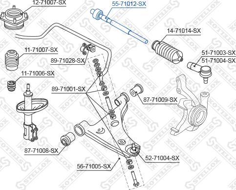 Stellox 55-71012-SX - Осевой шарнир, рулевая тяга avtokuzovplus.com.ua