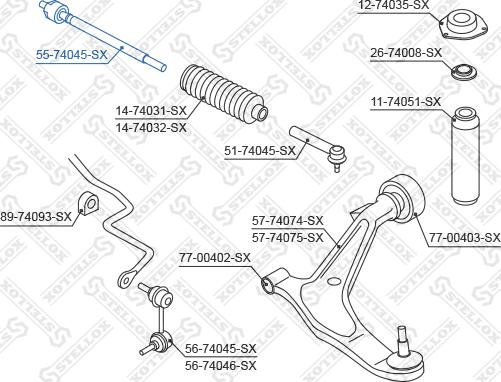 STELLOX 55-74045-SX - Осевой шарнир, рулевая тяга avtokuzovplus.com.ua