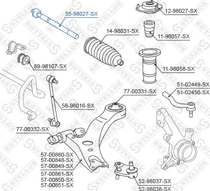 Stellox 55-98027-SX - Осьовий шарнір, рульова тяга autocars.com.ua