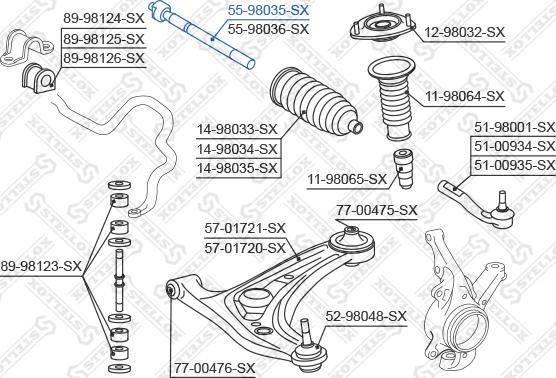 Stellox 55-98035-SX - Осевой шарнир, рулевая тяга avtokuzovplus.com.ua