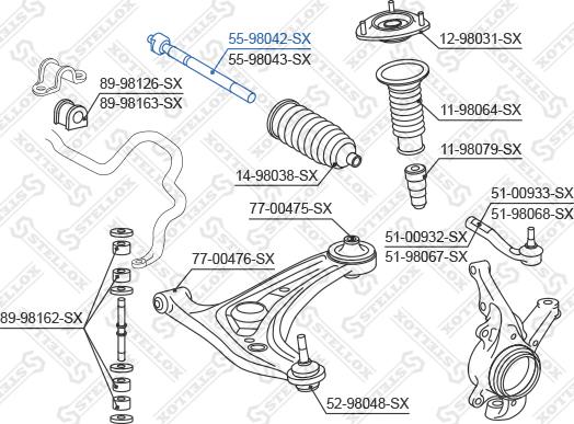 Stellox 55-98042-SX - Осьовий шарнір, рульова тяга autocars.com.ua