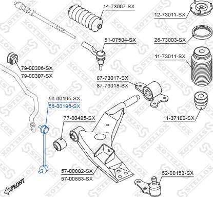 Stellox 56-00196-SX - Тяга / стійка, стабілізатор autocars.com.ua