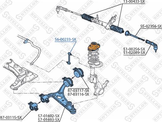 Stellox 56-00233-SX - Тяга / стойка, стабилизатор avtokuzovplus.com.ua