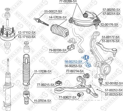 Stellox 56-00252-SX - Тяга / стойка, стабилизатор avtokuzovplus.com.ua